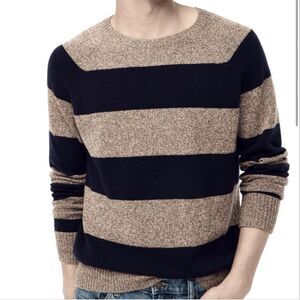 J. Crew Men's Striped Lambswool-Blend Sweater Size M